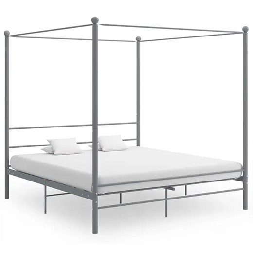 Szare metalowe łóżko z baldachimem 160x200 cm - Wertes Elior One Size Edinos.pl