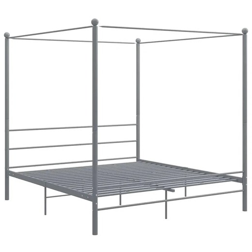 Szare metalowe łóżko z baldachimem 160x200 cm - Wertes Elior One Size Edinos.pl