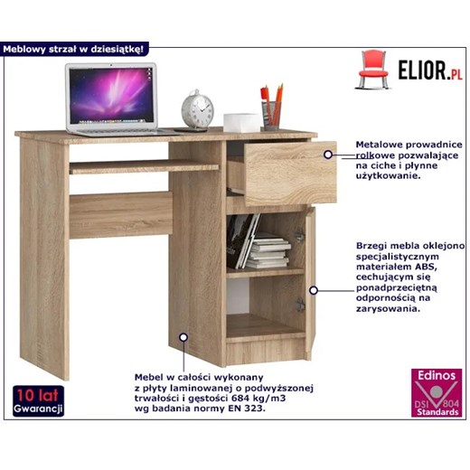 Biurko pod laptopa z półkami dąb sonoma - Strit 4X Elior One Size Edinos.pl