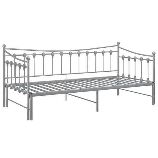 Szare rozkładane łóżko metalowe 90x200 cm - Tassimo ze sklepu Edinos.pl w kategorii Łóżka i materace - zdjęcie 172231586