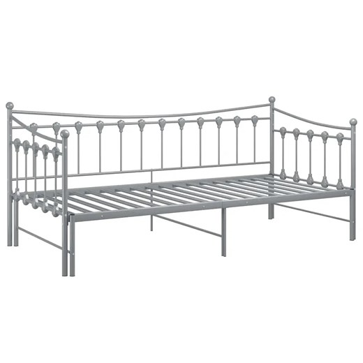 Szare rozkładane łóżko metalowe 90x200 cm - Sawga ze sklepu Edinos.pl w kategorii Łóżka i materace - zdjęcie 172231586