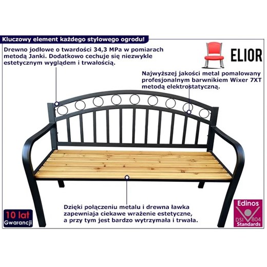 Ławka do ogrodu z metalowym stelażem - Elgros 6X Elior One Size wyprzedaż Edinos.pl