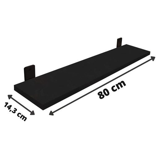 Czarne półki ścienne 2 sztuki z metalowymi wspornikami - Yolik 5X Elior One Size promocja Edinos.pl