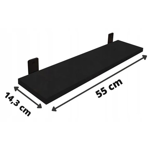Czarne półki ścienne 2 sztuki z metalowymi wspornikami - Yolik 5X Elior One Size Edinos.pl wyprzedaż