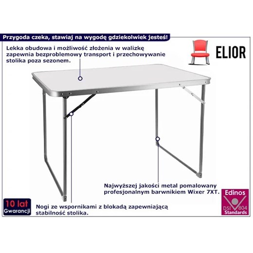 Biały składany stolik turystyczny - Fribon Elior One Size Edinos.pl