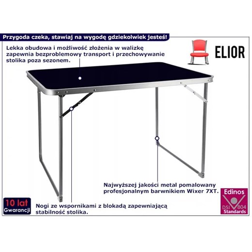 Prostokątny przenośny stolik turystyczny czarny - Fribon Elior One Size Edinos.pl