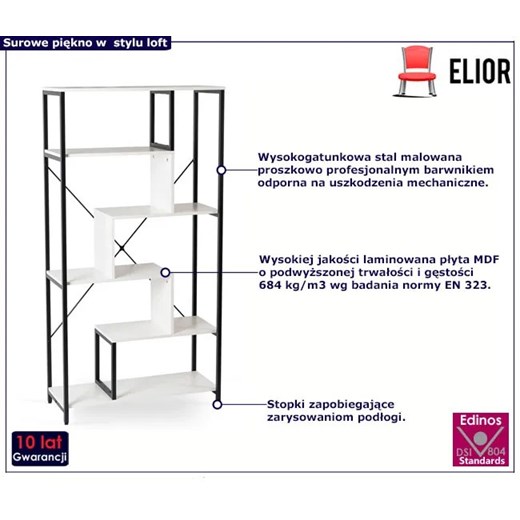 Loftowy wysoki regał na książki czarny + biały - Diho Elior One Size Edinos.pl