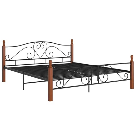 Łóżko małżeńskie vintage czarny + ciemny dąb 200x200 cm - Dexir ze sklepu Edinos.pl w kategorii Łóżka i materace - zdjęcie 172232285