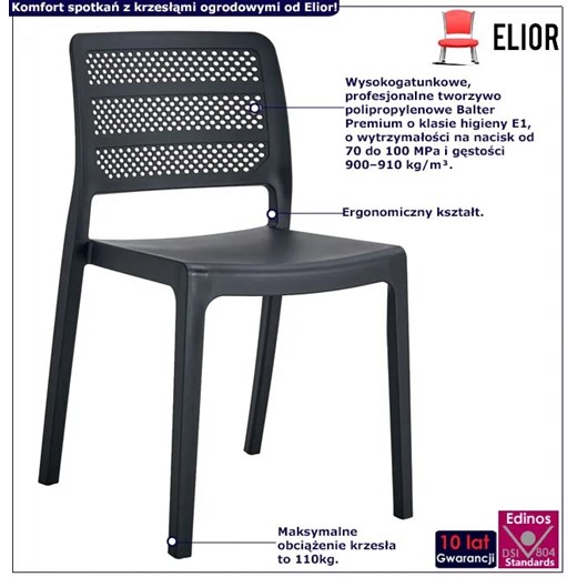 Czarne krzesło tarasowe z ażurowym oparciem - Oxion Elior One Size Edinos.pl