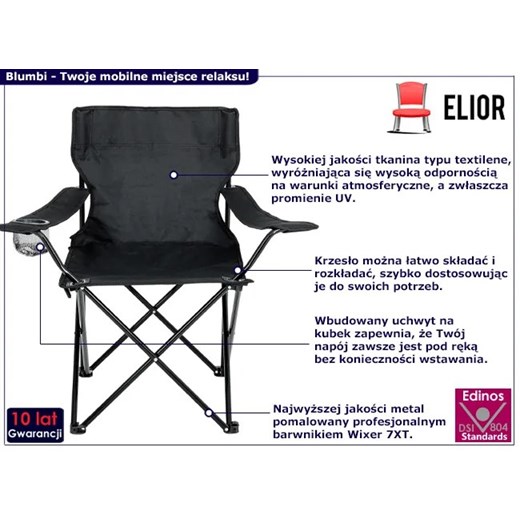 Czarny komplet 2 krzeseł kempingowych - Blumbi 4X Elior One Size Edinos.pl