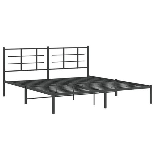 Czarne metalowe łóżko małżeńskie 180x200 cm - Laxo ze sklepu Edinos.pl w kategorii Łóżka i materace - zdjęcie 172232749