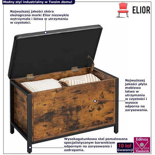 Loftowa skrzynia na nóżkach z siedziskiem - Fiados Elior One Size Edinos.pl