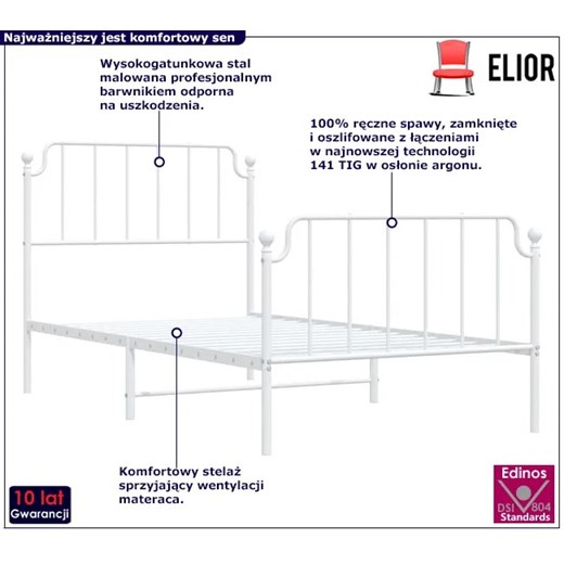 Białe metalowe łóżko industrialne 100x200 cm - Onex Elior One Size Edinos.pl