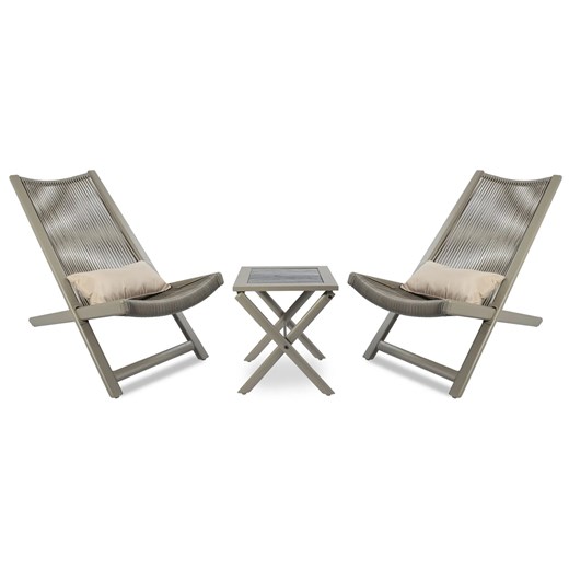 Beżowy stół ogrodowy z 2 krzesłami - Leronsi ze sklepu Edinos.pl w kategorii Zestawy mebli ogrodowych - zdjęcie 172232905