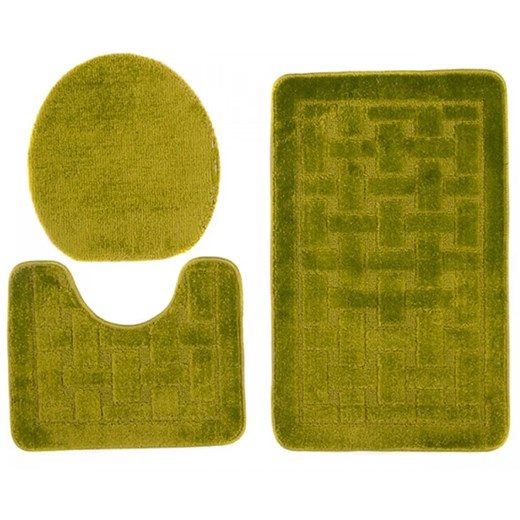 Stylowy zielony komplet dywaników łazienkowych w kratę - Deso 4X Profeos One Size Edinos.pl