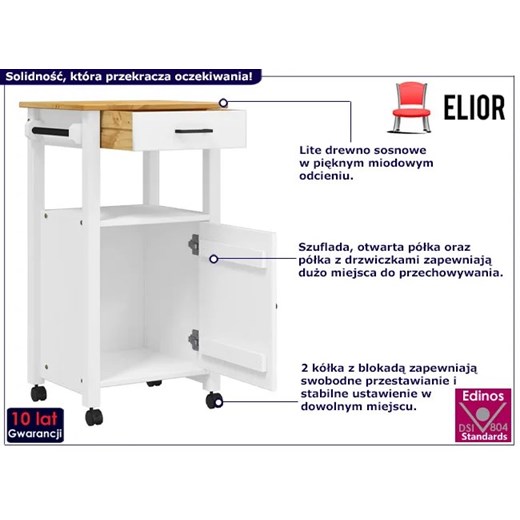 Skandynawski biały wózek kuchenny - Remmir 6X Elior One Size Edinos.pl