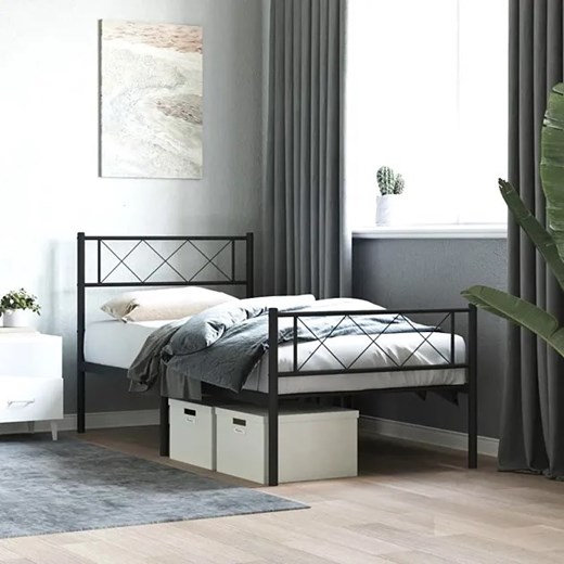 Czarne metalowe łóżko loftowe 80x200 cm - Espux Elior One Size Edinos.pl