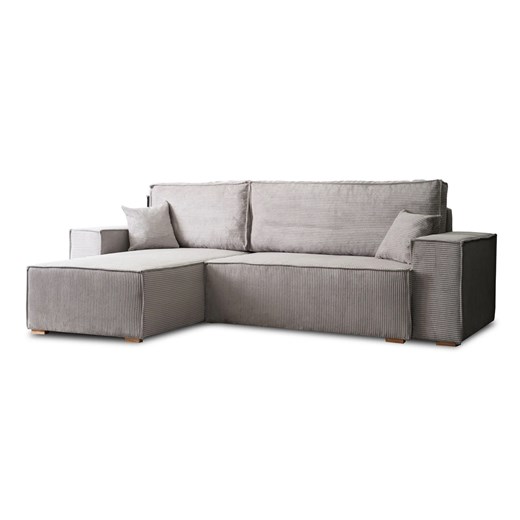 Szara narożna sofa sztruksowa modułowa z funkcją spania - Elanor ze sklepu Edinos.pl w kategorii Narożniki - zdjęcie 172233705