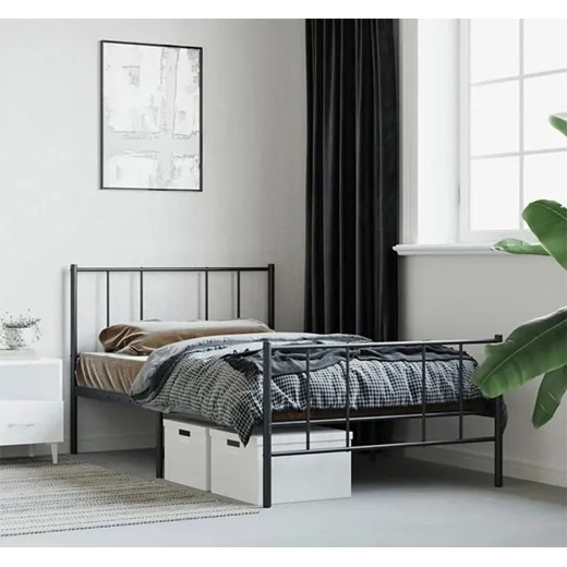 Czarne metalowe łóżko pojedyncze 90x200 cm - Privex Elior One Size Edinos.pl