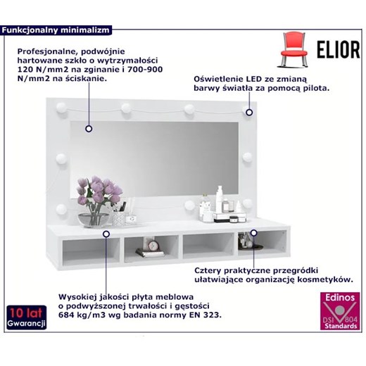 Biała toaletka z lustrem na biurko - Arvola 3X Elior One Size Edinos.pl