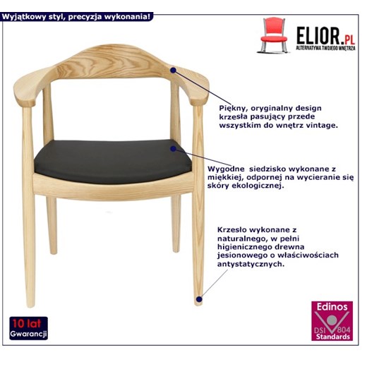 Krzesło z podłokietnikami Mildo - naturalne Elior One Size okazja Edinos.pl