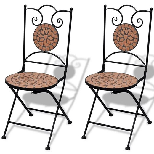 Zestaw ceramicznych krzeseł ogrodowych Leah - brązowy ze sklepu Edinos.pl w kategorii Krzesła ogrodowe - zdjęcie 172234687