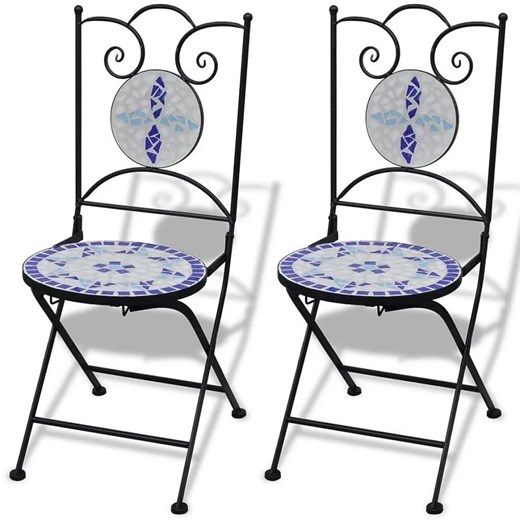 Zestaw ceramicznych krzeseł ogrodowych Leah - niebieski ze sklepu Edinos.pl w kategorii Krzesła ogrodowe - zdjęcie 172234697