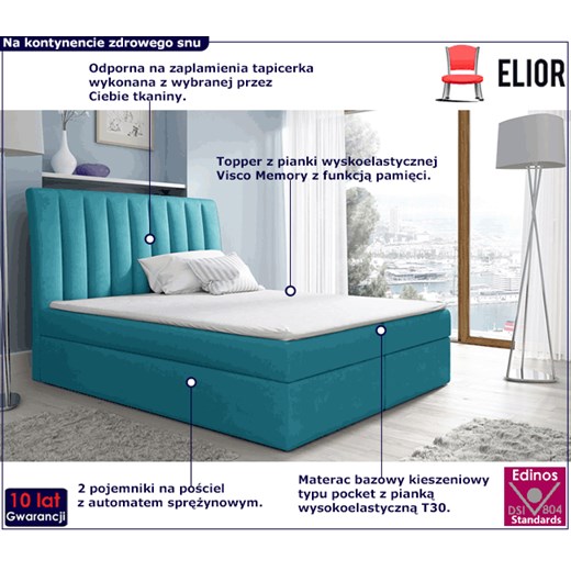 Łóżko kontynentalne Lando 160x200 - 44 kolory Elior One Size okazyjna cena Edinos.pl