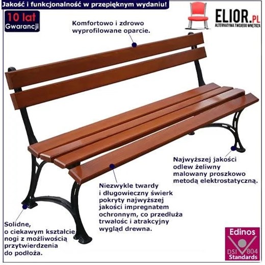 Żeliwna ławeczka parkowa Helen 4X 150cm - 7 kolorów Elior One Size okazja Edinos.pl
