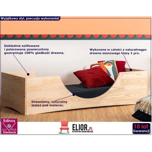 Drewniane łóżko młodzieżowe Abbie 3X- 21 rozmiarów Elior One Size Edinos.pl