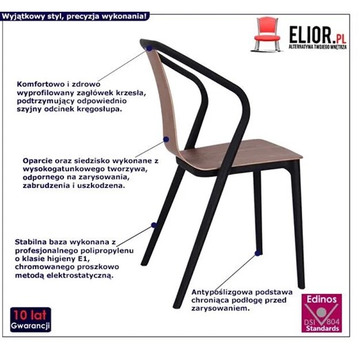 Designerskie krzesło tulipan Emeli - orzech Elior One Size wyprzedaż Edinos.pl