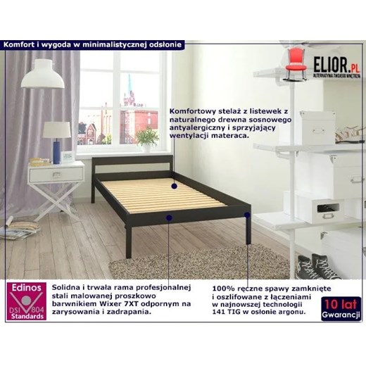 Łóżko podwójne metalowe do sypialni Dalis 160x200 - 17 kolorów Elior One Size Edinos.pl