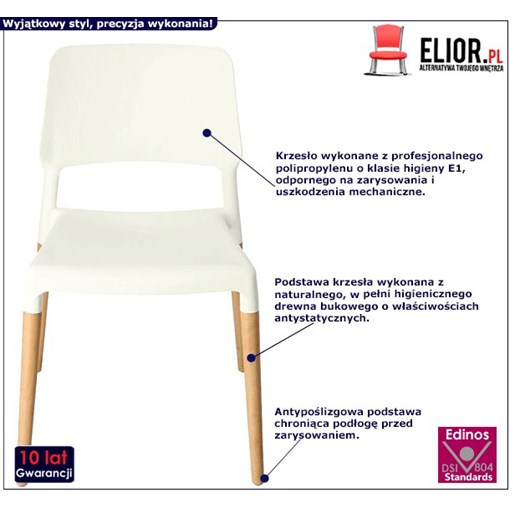 Skandynawskie krzesło Pollo - białe Elior One Size Edinos.pl