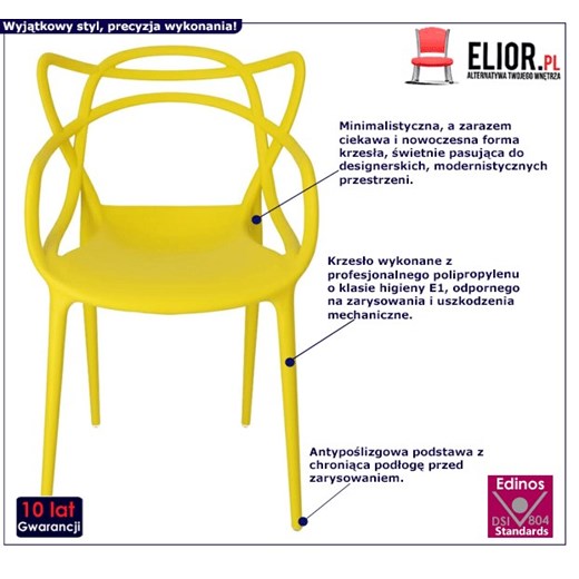 Nowoczesne krzesło Wilmi - żółte Elior One Size Edinos.pl