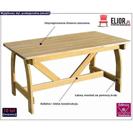 Stół drewniany - Province Elior One Size promocyjna cena Edinos.pl