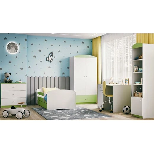 Łóżko dziecięce ze stelażem Happy 2X mix 70x140 - zielone Elior One Size wyprzedaż Edinos.pl