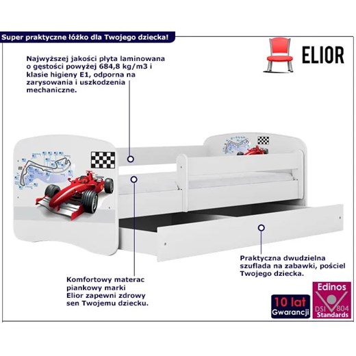 Łóżko dla dziecka z szufladą Happy 2X mix 80x180 - białe Elior One Size Edinos.pl