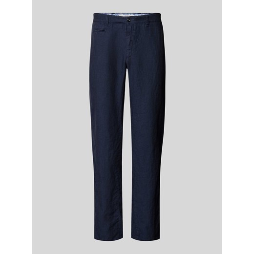 Spodnie lniane z kieszeniami z tyłu ze sklepu Peek&Cloppenburg  w kategorii Spodnie męskie - zdjęcie 172238329