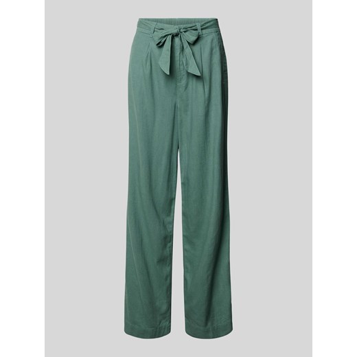 Spodnie w jednolitym kolorze z wiązanym paskiem ze sklepu Peek&Cloppenburg  w kategorii Spodnie damskie - zdjęcie 172238345