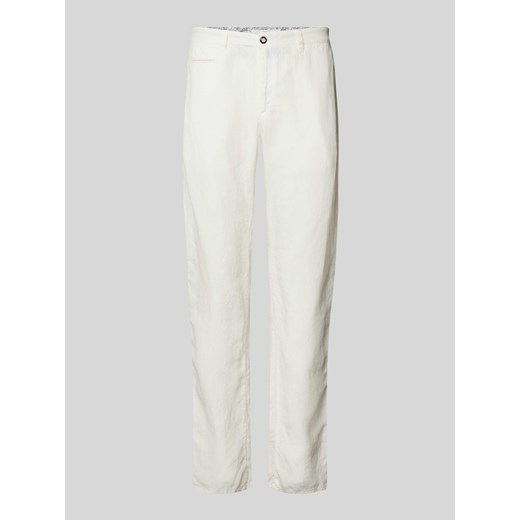 Spodnie lniane z kieszeniami z tyłu ze sklepu Peek&Cloppenburg  w kategorii Spodnie męskie - zdjęcie 172238696