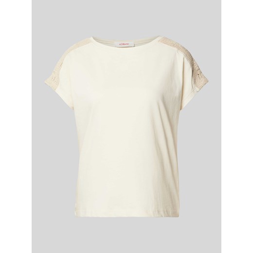 T-shirt z koronką szydełkową i okrągłym dekoltem ze sklepu Peek&Cloppenburg  w kategorii Bluzki damskie - zdjęcie 172238766