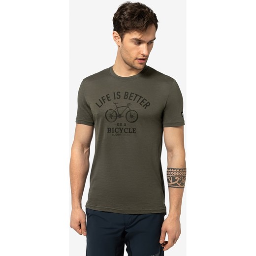 super.natural Koszulka &quot;Better Bike&quot; w kolorze khaki ze sklepu Limango Polska w kategorii T-shirty męskie - zdjęcie 172239626