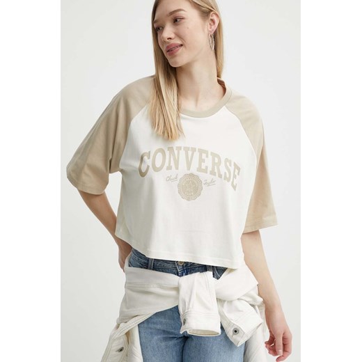 Converse t-shirt bawełniany damski kolor beżowy Converse M ANSWEAR.com