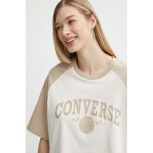 Converse t-shirt bawełniany damski kolor beżowy Converse L ANSWEAR.com