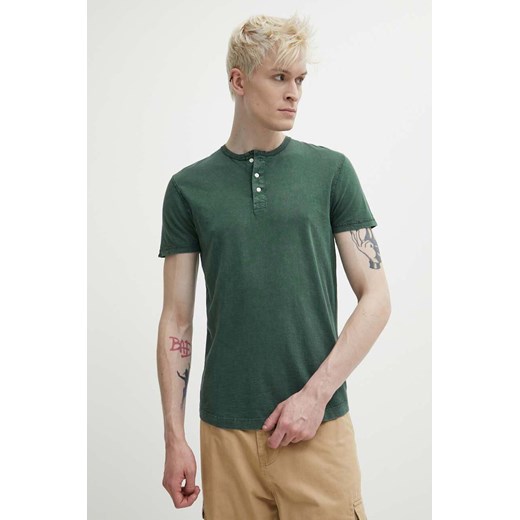 Superdry t-shirt bawełniany męski kolor zielony gładki ze sklepu ANSWEAR.com w kategorii T-shirty męskie - zdjęcie 172243905