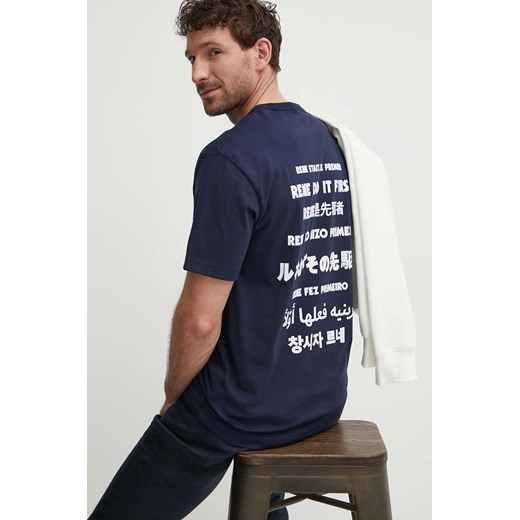 Lacoste t-shirt bawełniany męski kolor granatowy z nadrukiem ze sklepu ANSWEAR.com w kategorii T-shirty męskie - zdjęcie 172243938