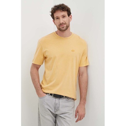 Lacoste t-shirt bawełniany męski kolor pomarańczowy gładki ze sklepu ANSWEAR.com w kategorii T-shirty męskie - zdjęcie 172243949