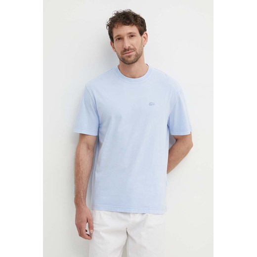 Lacoste t-shirt bawełniany męski kolor niebieski gładki ze sklepu ANSWEAR.com w kategorii T-shirty męskie - zdjęcie 172243959
