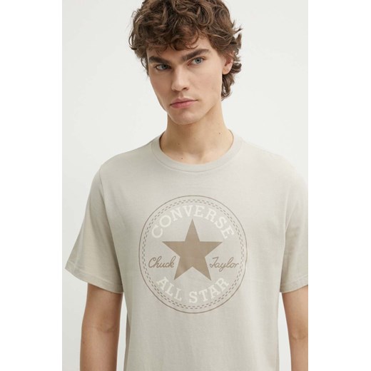 Converse t-shirt bawełniany kolor beżowy z nadrukiem ze sklepu ANSWEAR.com w kategorii T-shirty męskie - zdjęcie 172243987