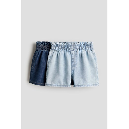 H & M - Dżinsowe szorty z talią paper bag 2-pak - Niebieski ze sklepu H&M w kategorii Spodenki dziewczęce - zdjęcie 172244869